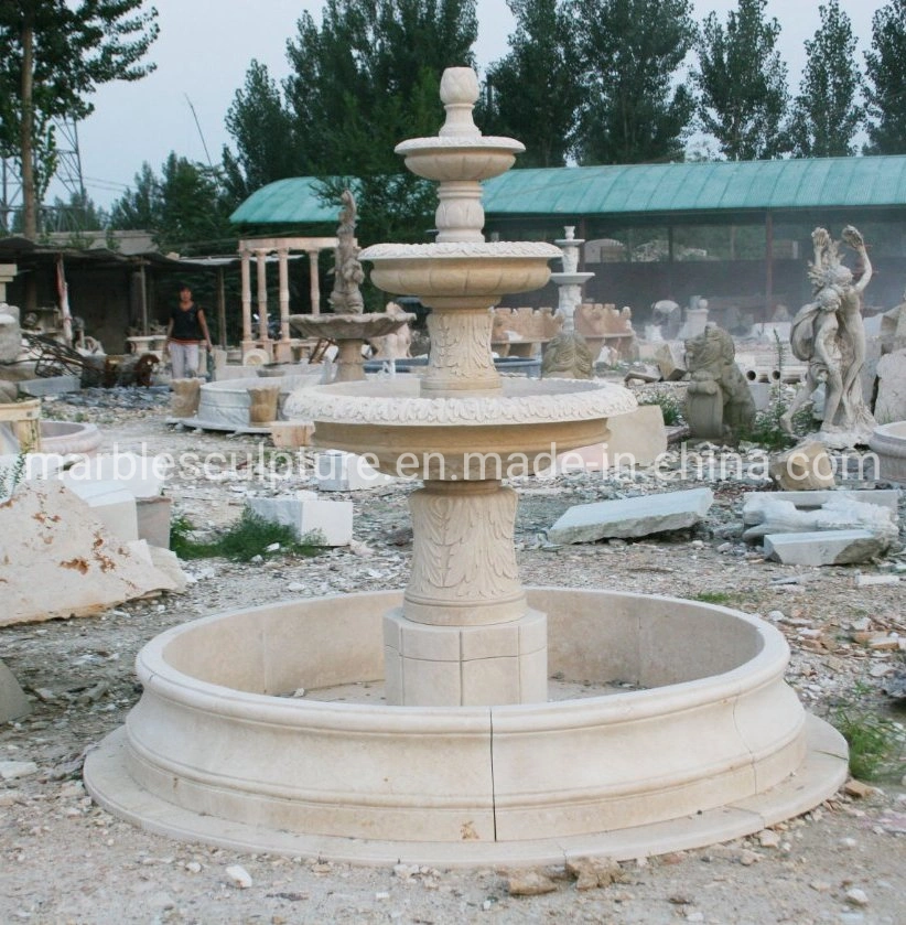 Simple Style Multi Levels Hand Carved Outdoor Marble Water Fountain (SYF-082)