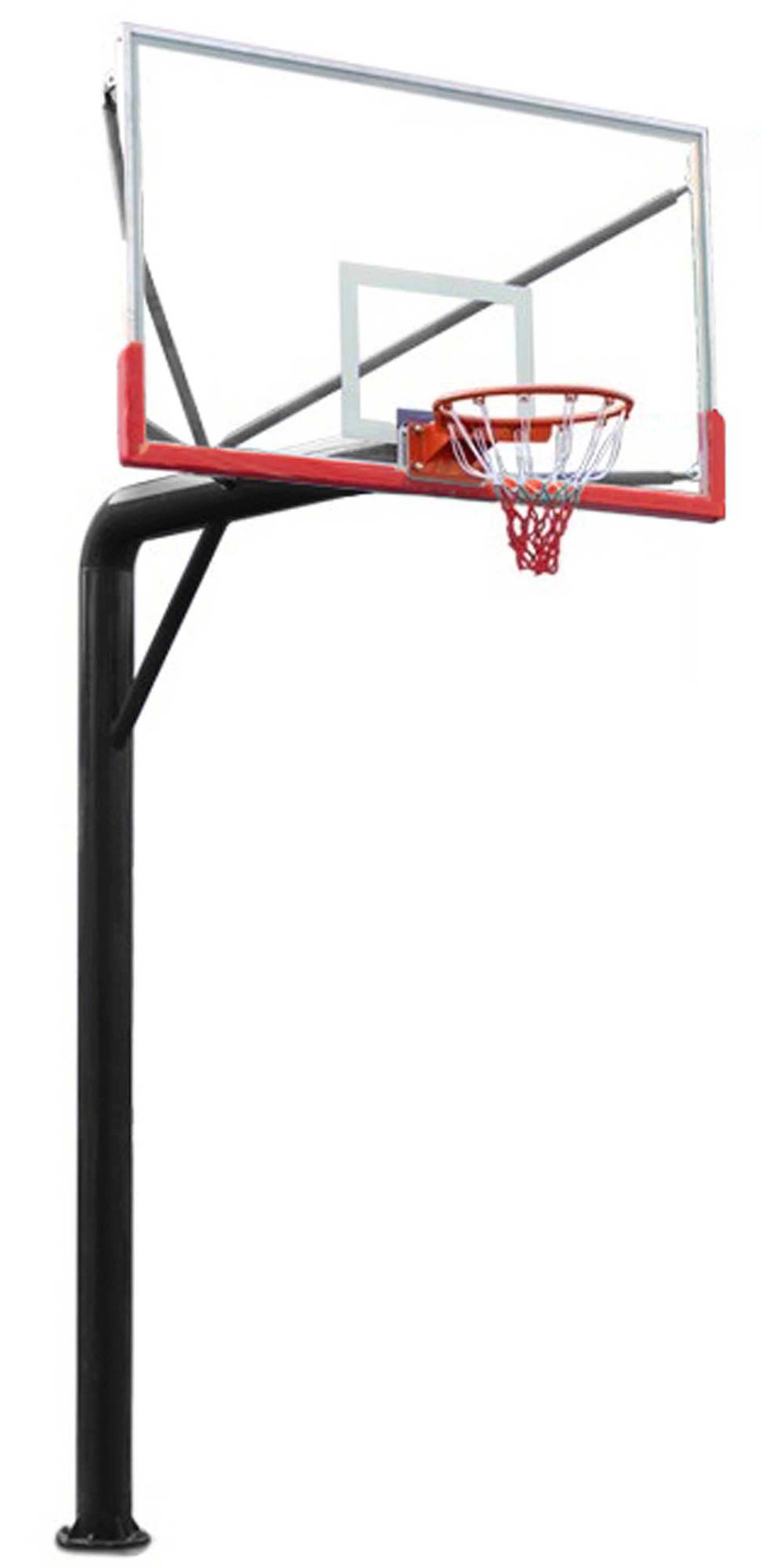 Kt Group in Ground Circular Post Basketball Hoop / Goal / System / Stand Standard with Tempered Glass Backboard