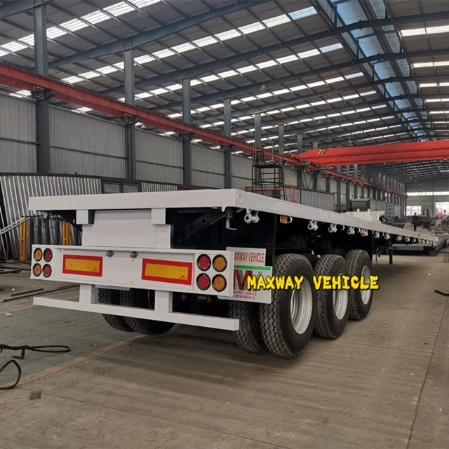 Factory Price Green Customize 12m3 Axles 20FT 40FT Flatbed Container Chassis Flat Bed Semi Trailer