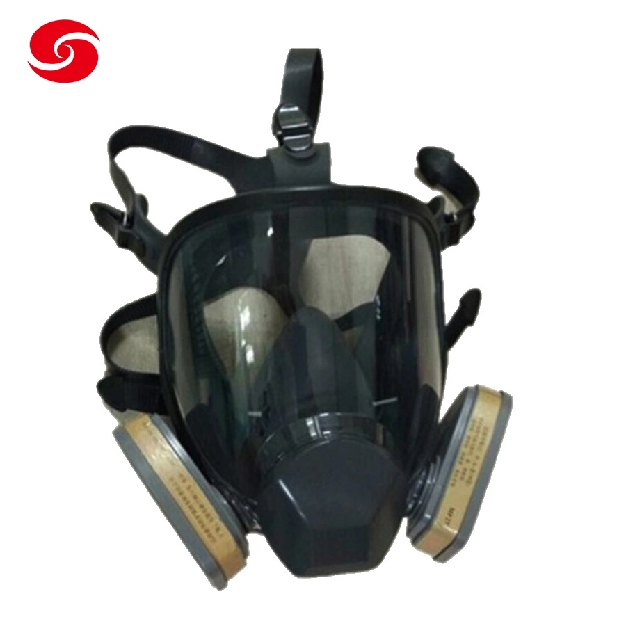 Police Black Full Glasses Full Face Double Air Filter Gas Mask