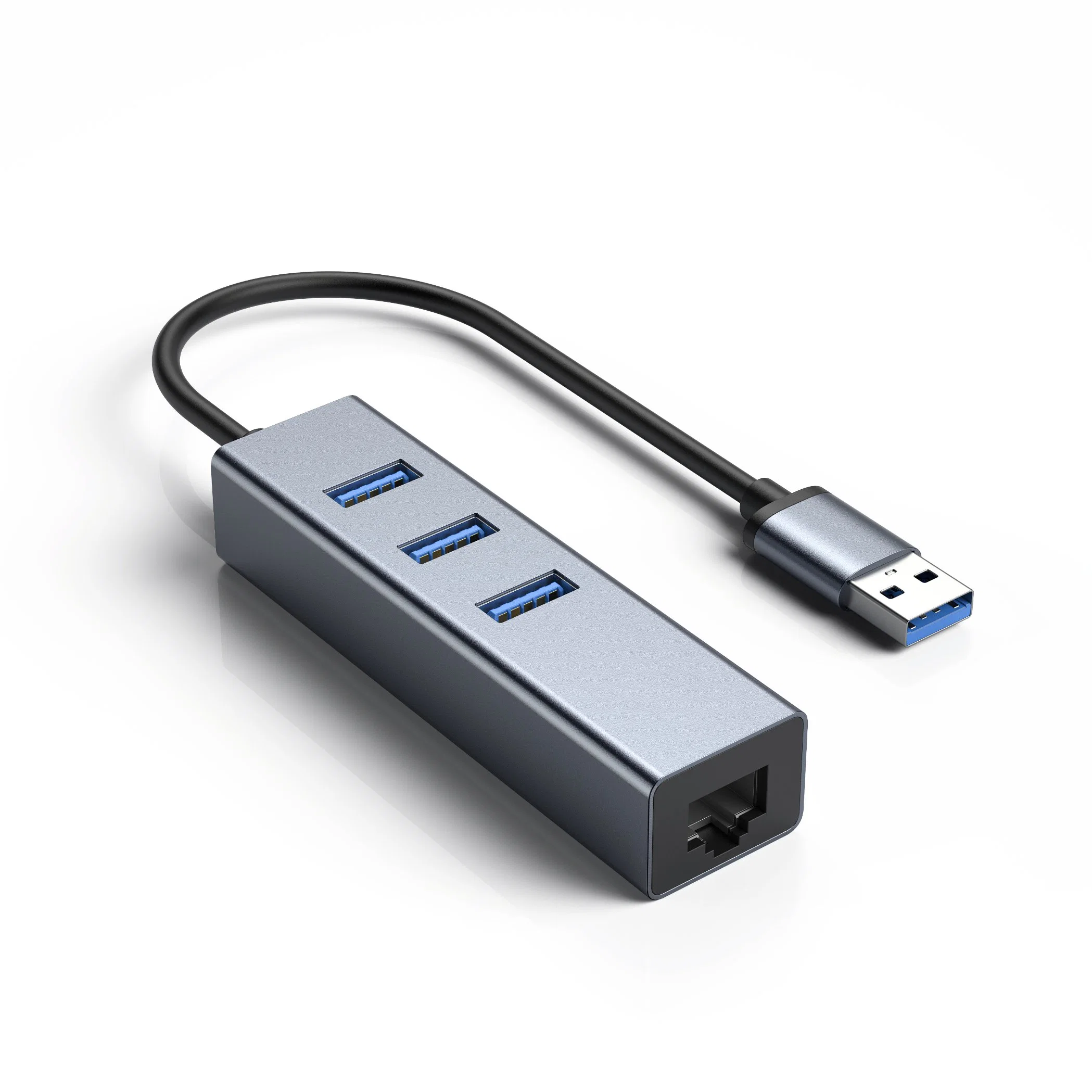 ANERA Hot Selling Aluminium Alloy USB3.0 a RJ45 Gigabit Ethernet Placa de rede de placa de rede com 3 portas USB3.0