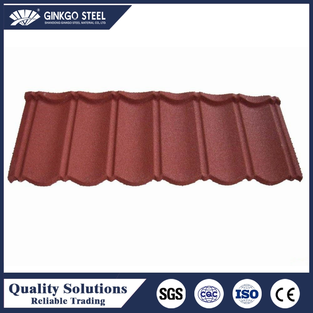 Decorative Classic Type / Bond Type Stone Coated Metal Villa Roof Tile Building Construction Material