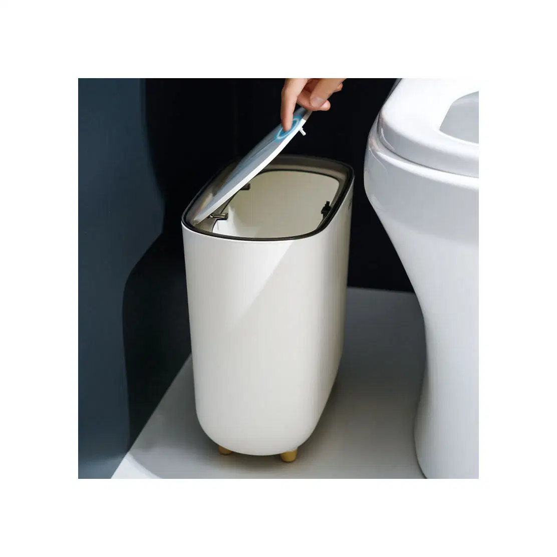 Household Narrow Space Pressing Style Plastic Toilet Dustbin