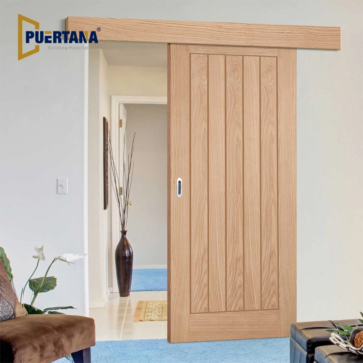 Interior Internal Single Wall Mount Hanging Sliding Door Wooden Flush Door