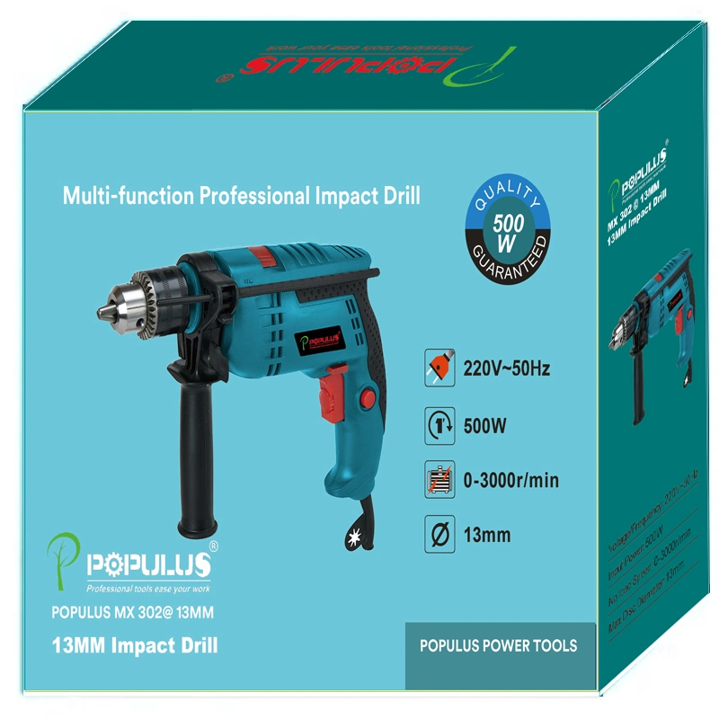 Populus New Arrival Industrial Quality Impact Drill Power Tools 500W/0-3000rpm 13mm Impact Drill Machine