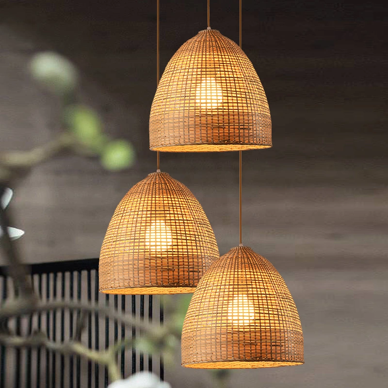 Wicker Basket Pendant Lights Kitchen Dining Room Sitting Room Decor (WH-WP-18)