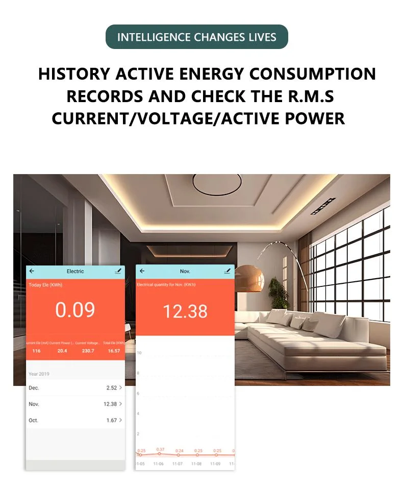 63A Tuya Switch WiFi Smart Energy Meter with APP Control