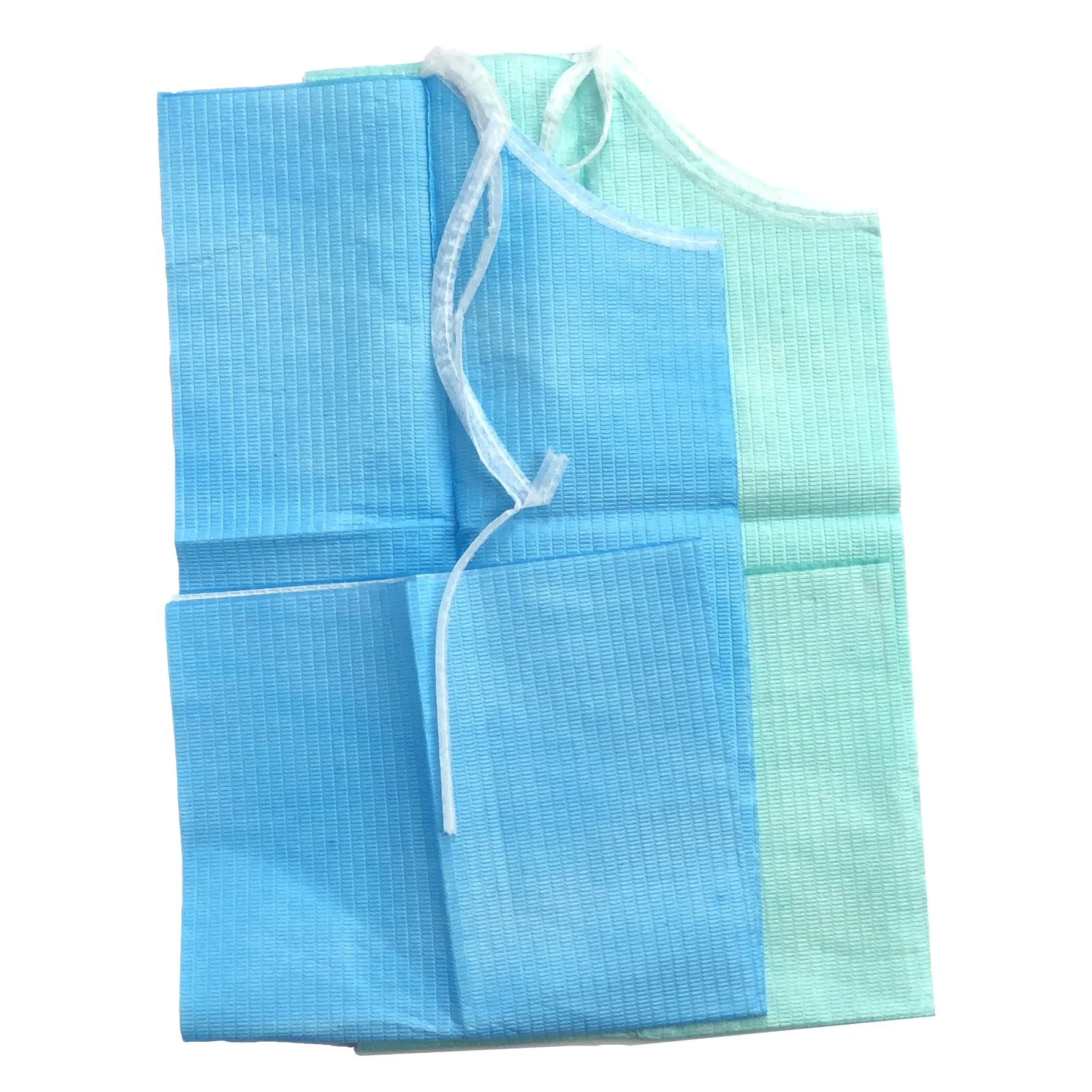 Blue Waterproof Disposable Dental Bib with Tie