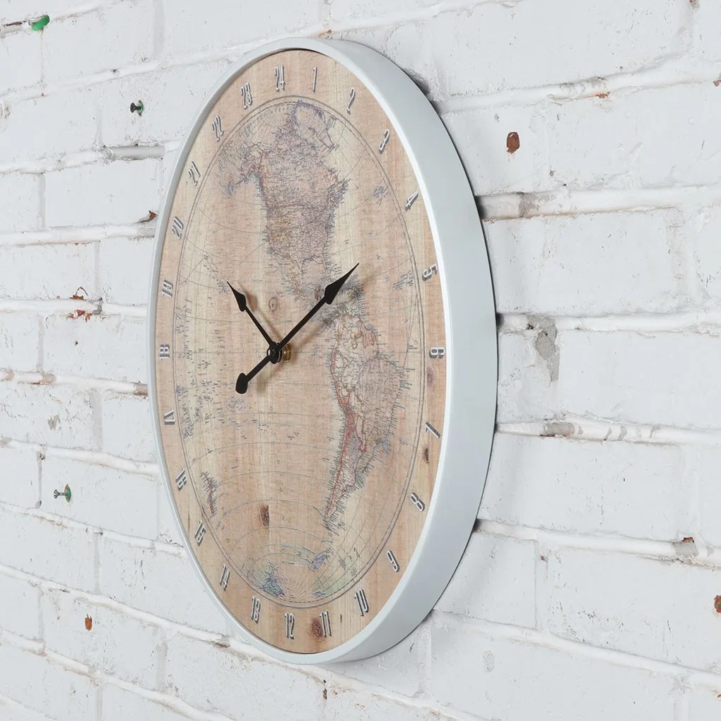 2023 El diseño de mapas más recientes de MDF de reloj de pared Reloj Vaneer