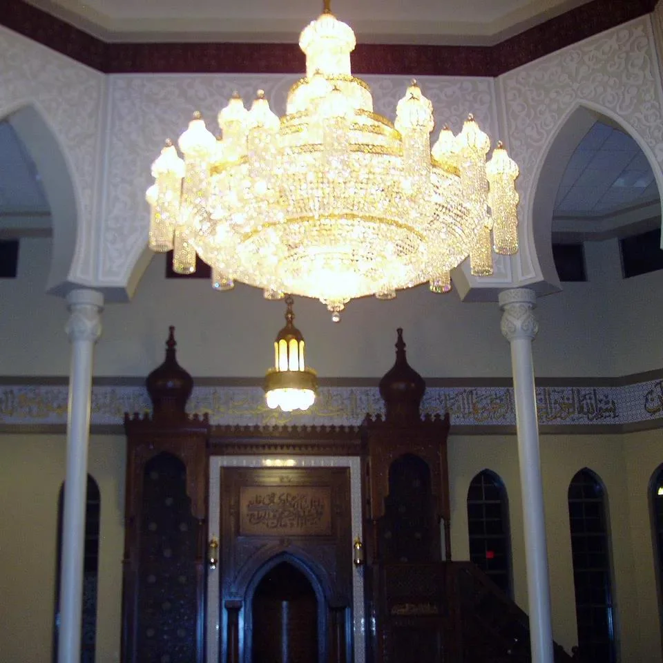 Big Arabic Style Crystal Mosque Gold Chandelier for Hotel Lobby High Ceiling Light Golden Large Crystal Chandelier