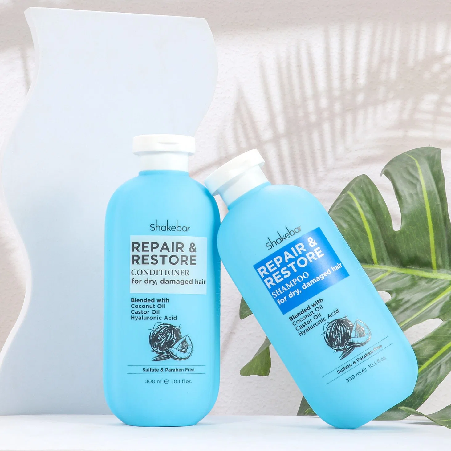 Shakebar cosméticos Produtos de cuidados do cabelo óleo de coco hidratante e reparação Shampoo e condicionador de cabelo danificados