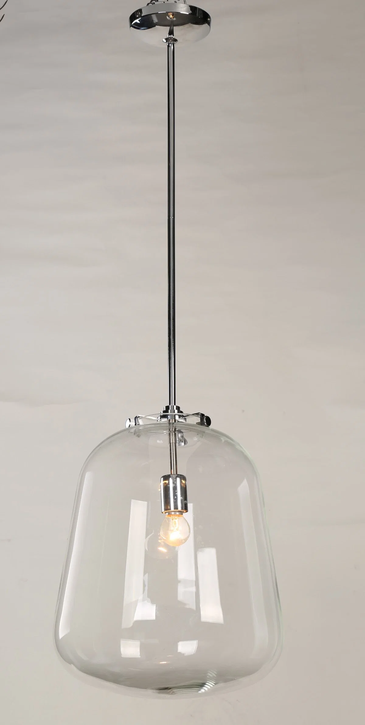 Simple Global Clear Glass Pendant Lamp in Chrome (17004-P)