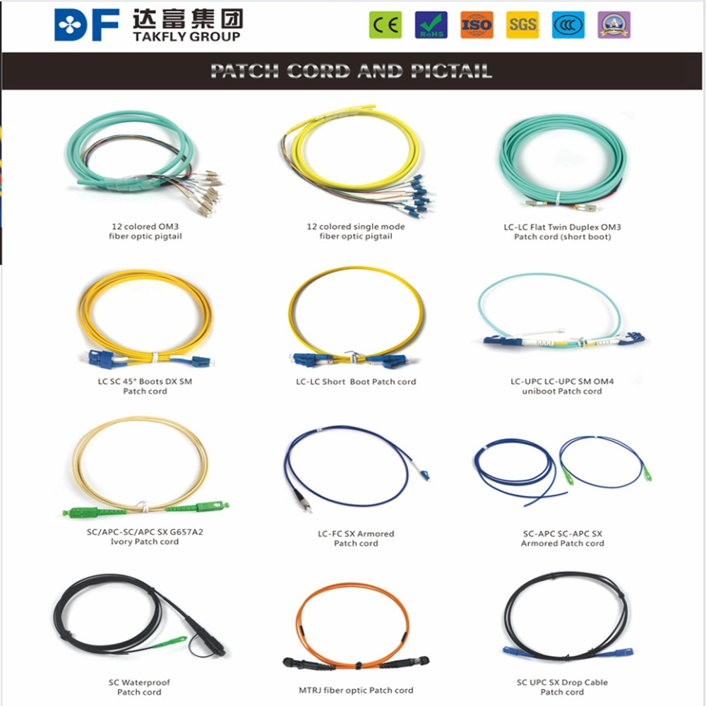 Baja pérdida de inserción de fibra óptica 8/12/24/48/96/144 Núcleos Om3/OM4 Cable troncal MPO/MTP-LC cable de conexi n de Convergencia de salida