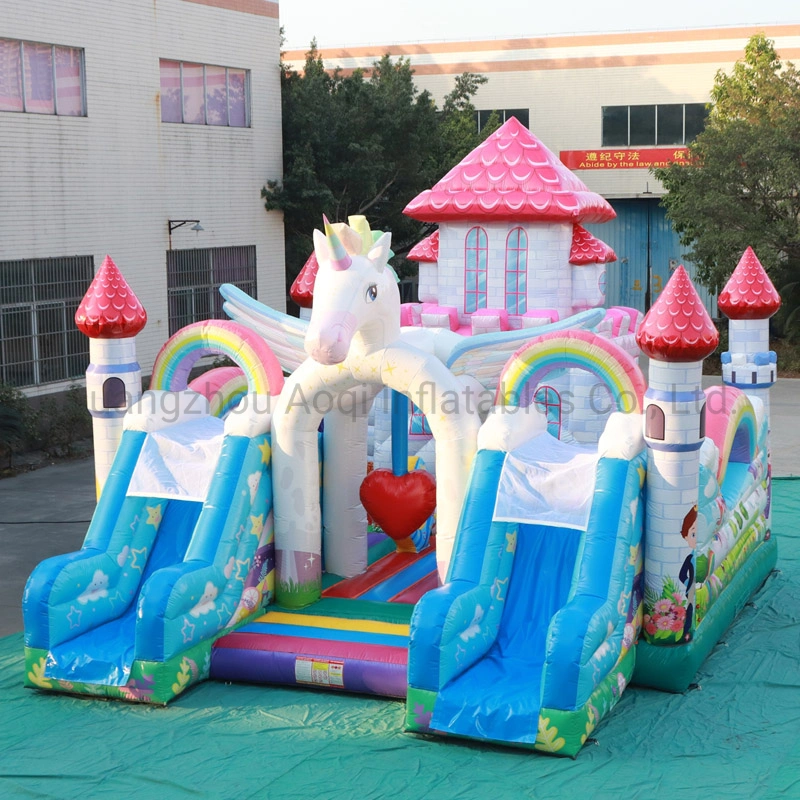 Macaron Castle Inflatable Unicorn Bouncer with Slide
