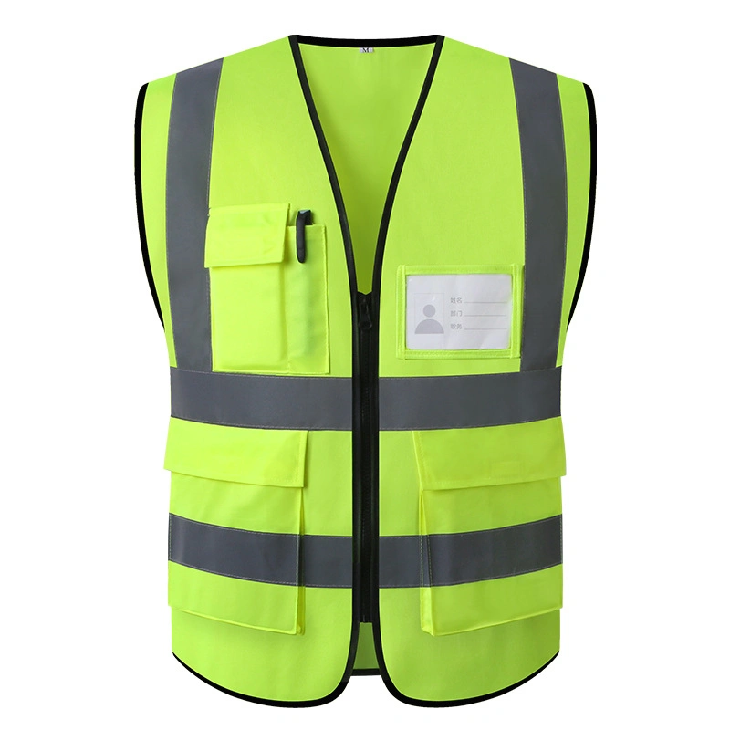 Children Red Mesh High Visibility Black Safety Vest Fabric with Pockets