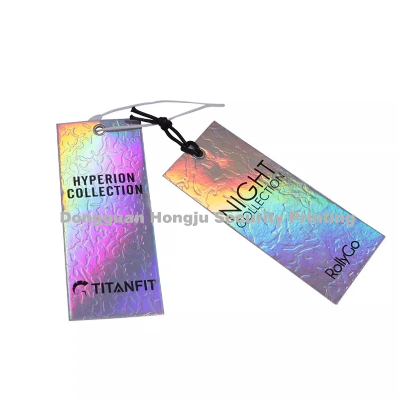 Custom Shape Luxury Laser Hanging Label Swing Hologram Paper Hang Tag Holographic Hangtag for Clothing Garment