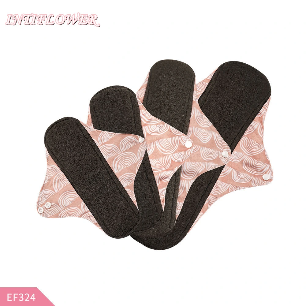 Intiflower Wholesale 4PCS Bamboo Charcoal Reusable Menstrual Pads Anion Sanitary Napkin Panties Liners