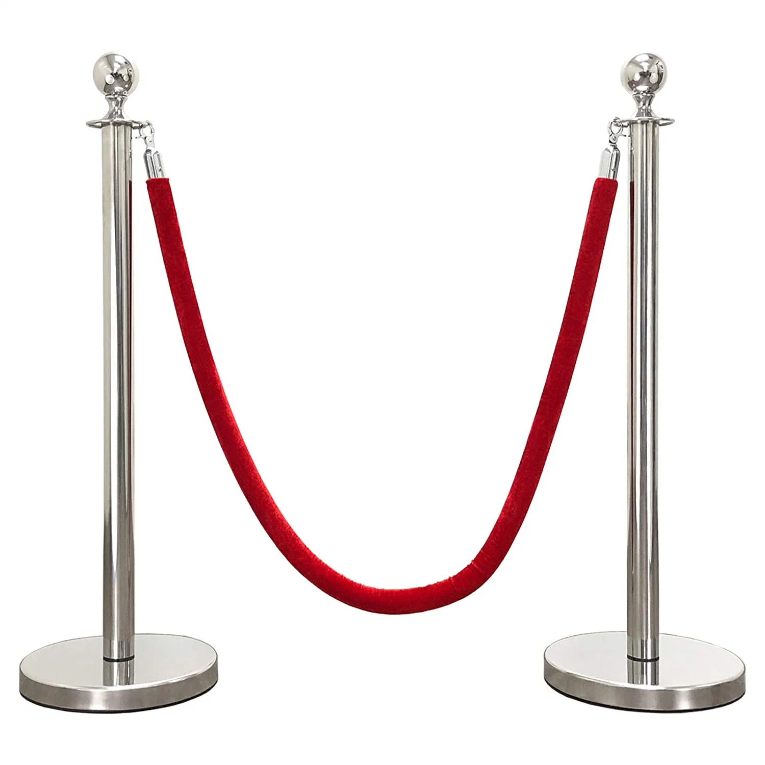 Chrome Finished Queue Stand Rope Barrier with Heavy Base