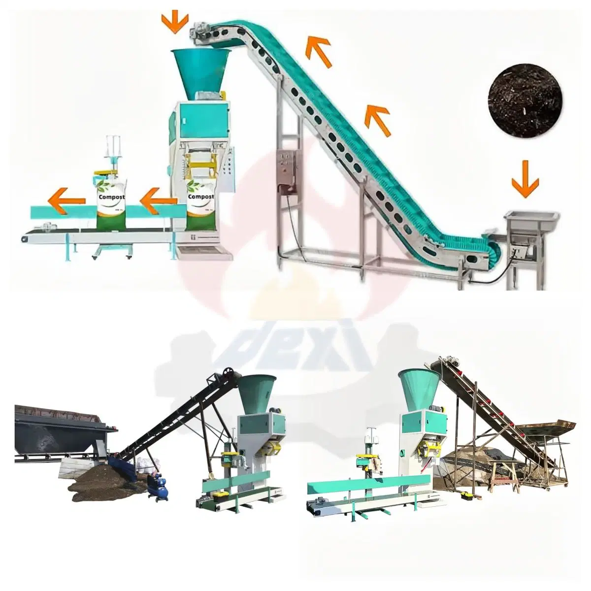 Halbautomatische Verpackungsmaschine 25-50kg/Beutel-Absackmaschine Holzpellets Leistung 100-200bags/H