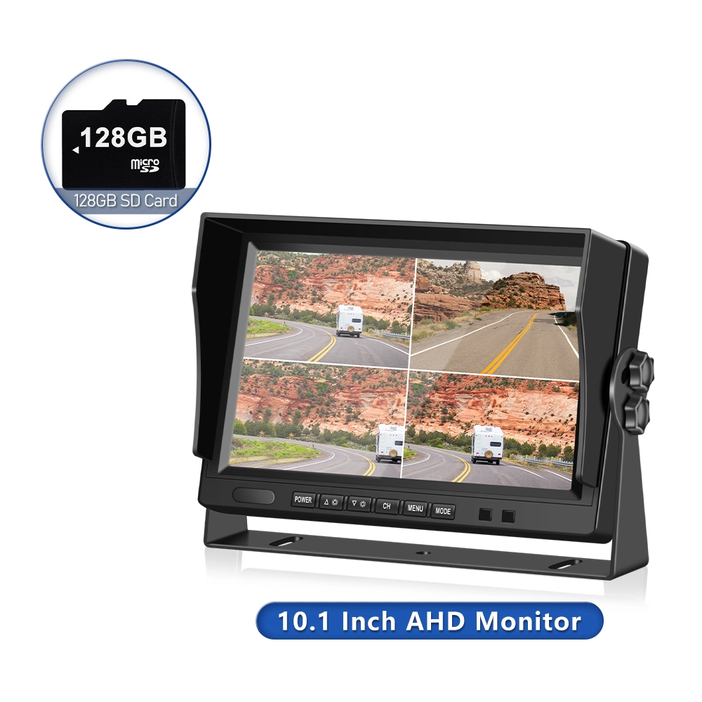SISTEMA de monitor para automóvel Quad DVR DE 10,1 polegadas E 4PCS1080P DE 4 CANAIS Câmara de vista traseira para camião