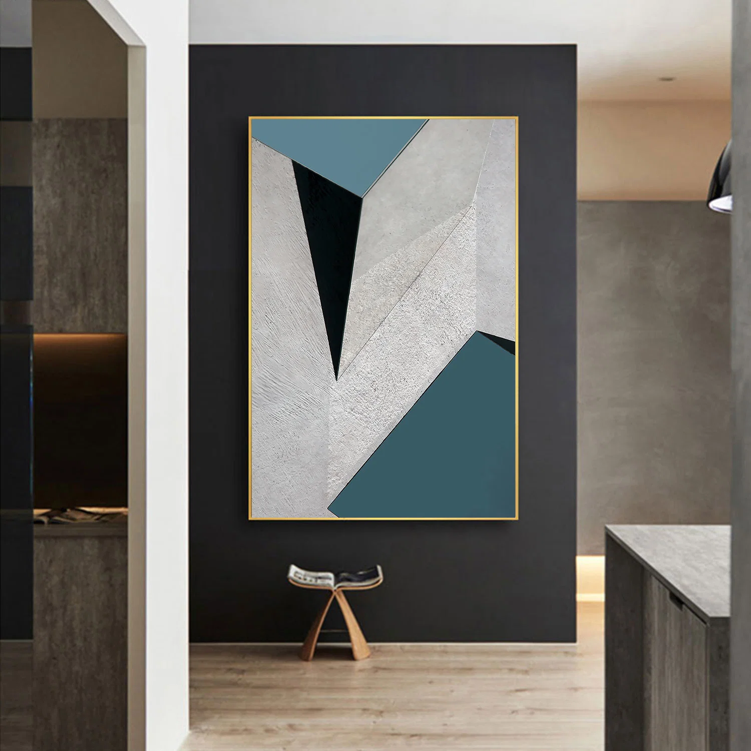 80cm*160cm Hand Made Cement Abstract Geometry Porch Oil Painting Decorative Paintings 02