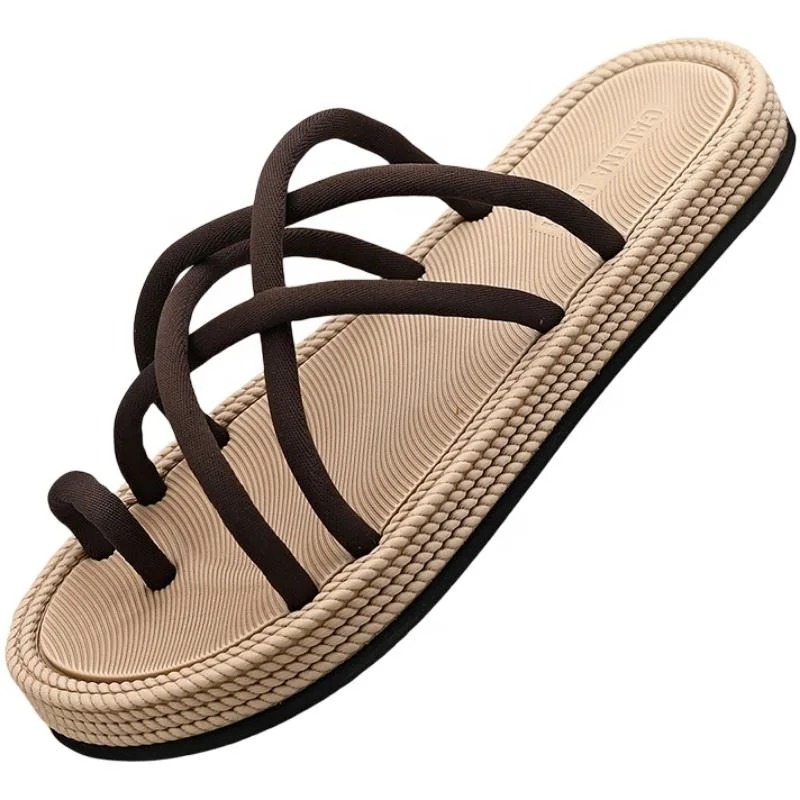 Men's Sandals Slippers Summer New Personalized Woven Casual Outdoor Beach Shoes Trend Non-Slip Flip-Flops Fashion Slipper Shoes for Men