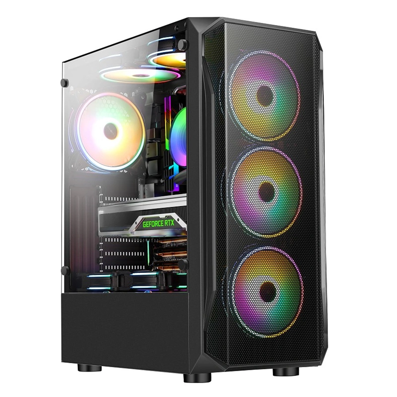 PC Case Computadora para Gabinete de Escritorio RGB Caja de Juegos con Vidrio Caja de Computadora