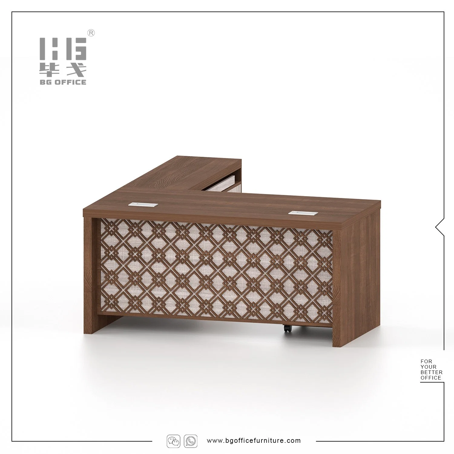 Classic Wooden Manager Furniture Desk Melamine Office Table Design with Extension/Bookcase