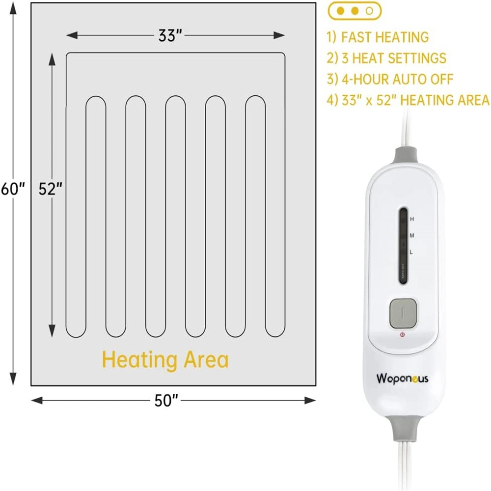 Couverture chauffante en molleton doux et câlin, alimentée par batterie, avec une technologie de chauffage rapide.