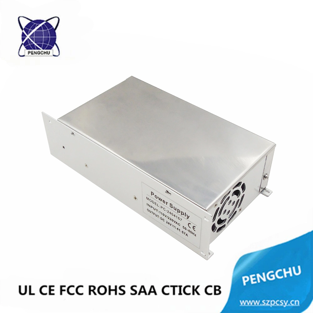 Fuente de alimentación de conmutación de carcasa de aluminio AC DC 12V 83,33A de sobremesa 1000W para la industria de la máquina