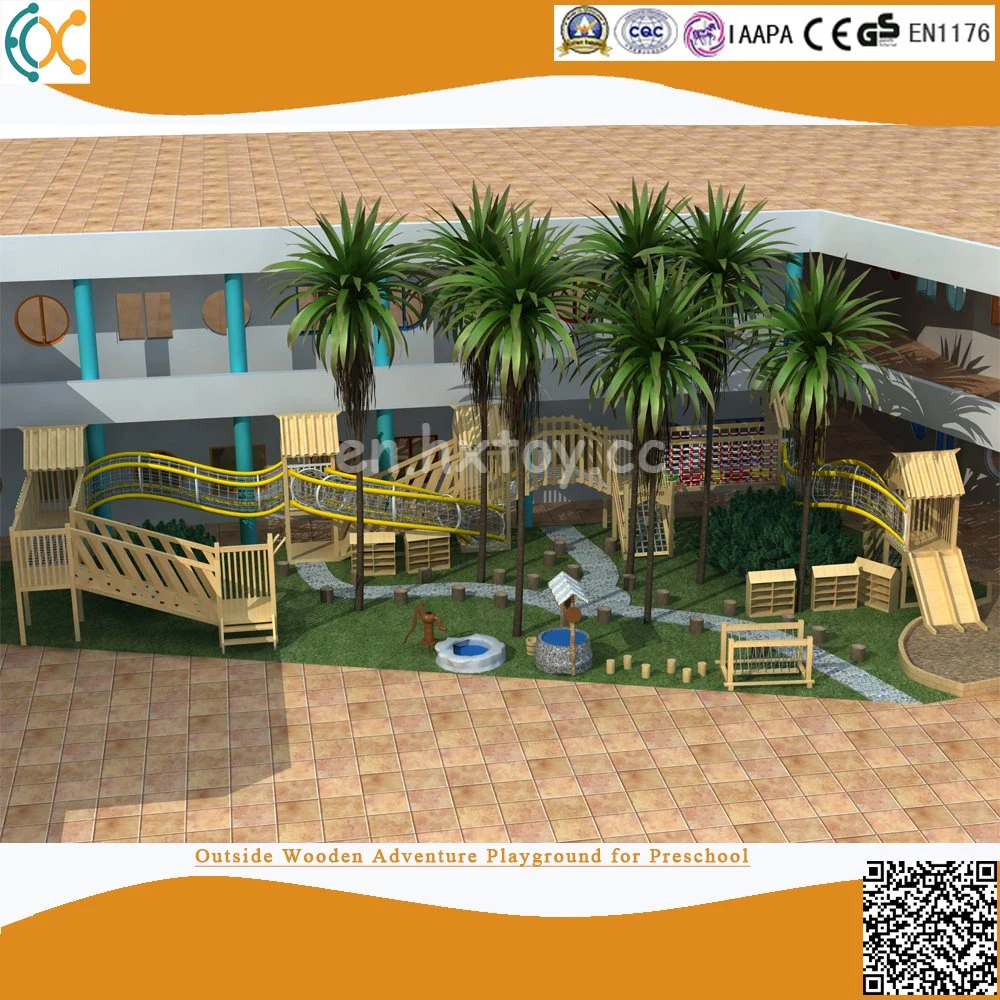 Customized Children Wood Playsets Outside Adventure Wooden Playground for Kids