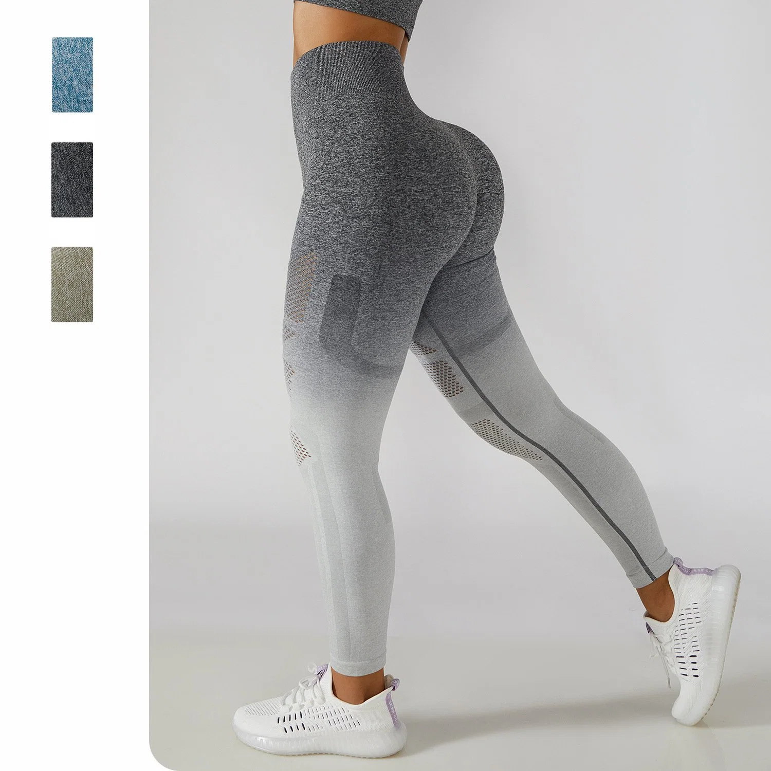 Gradient Color Energy Legging Damen Workout Fitness Jogging Laufleggings Gym Tights Stretch Sportswear Yoga Hose