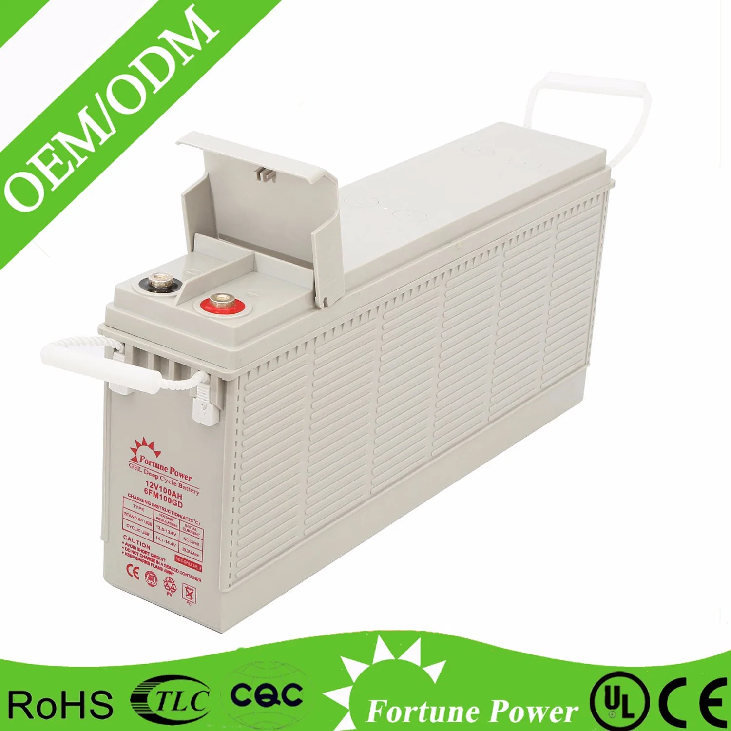 12V 100ah Deep Cycle Front Terminal Battery for Solar /UPS/ Telecom System