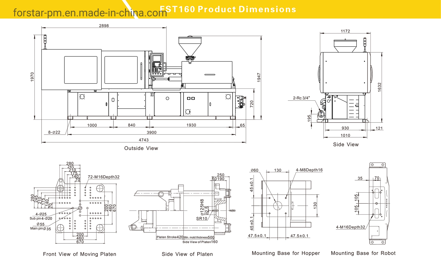 Forstar 160T IMM small plastic injection molding machine