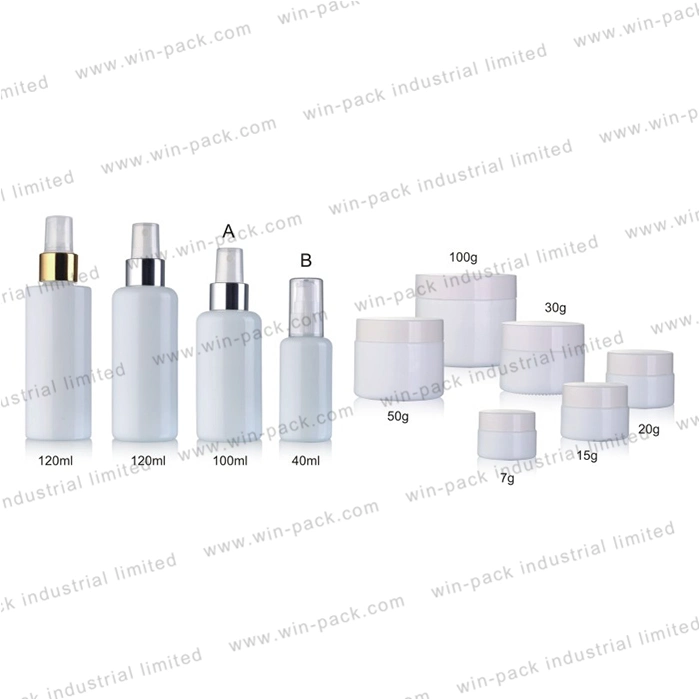 Glass Pump Bottle Round Shoulder Flat Bottom Frosted White Glass Container Aluminum Collar 40ml 100ml 120ml