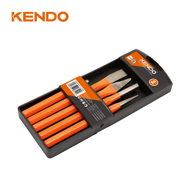 Kendo 5pc Punch Meißel Set Korrosionsbeständig Orange pulverbeschichtet Klinge mit polierter Spitze