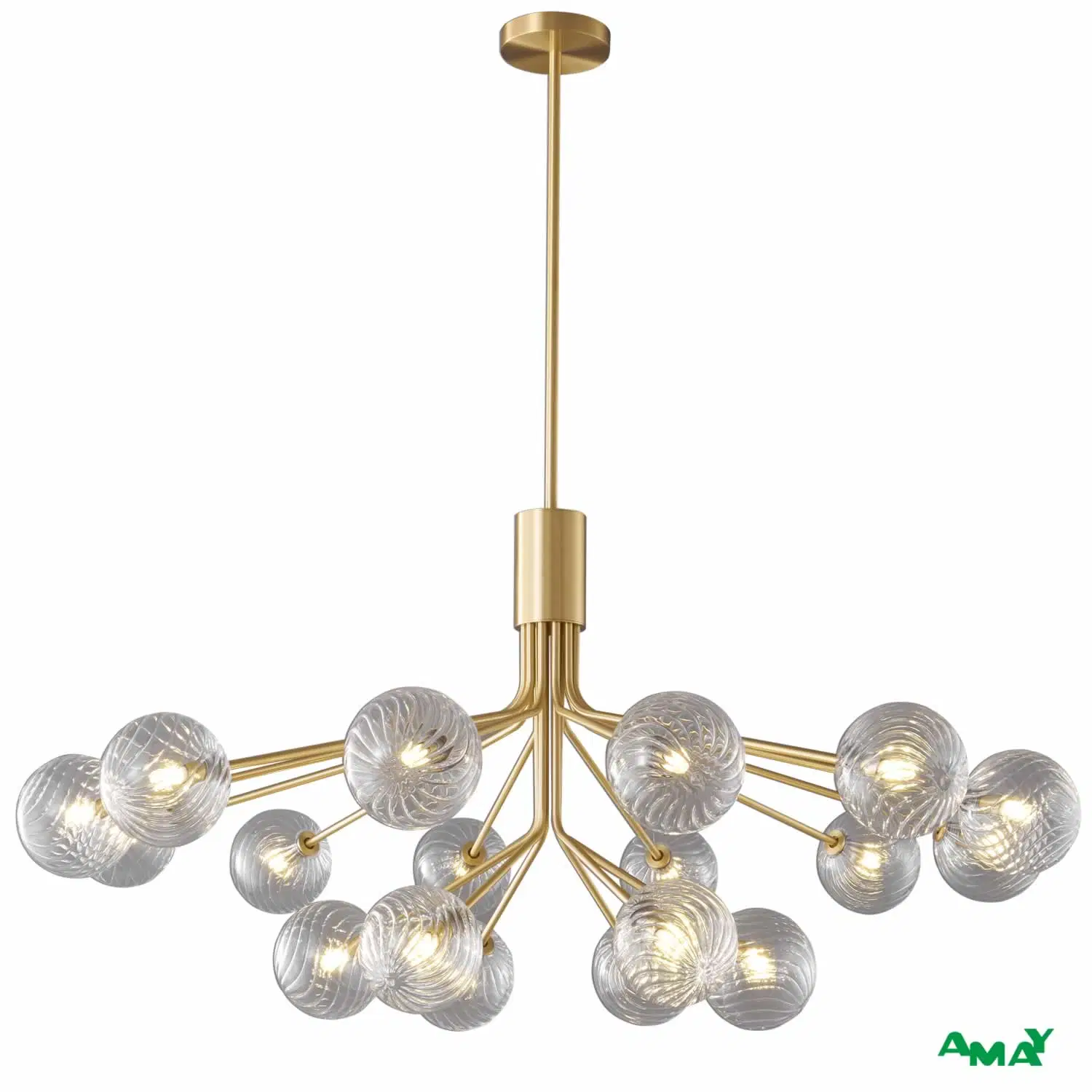 18 Lights New Style Home Decorative Brass Glass Shade LED Pendant Lamp Modern Chandelier
