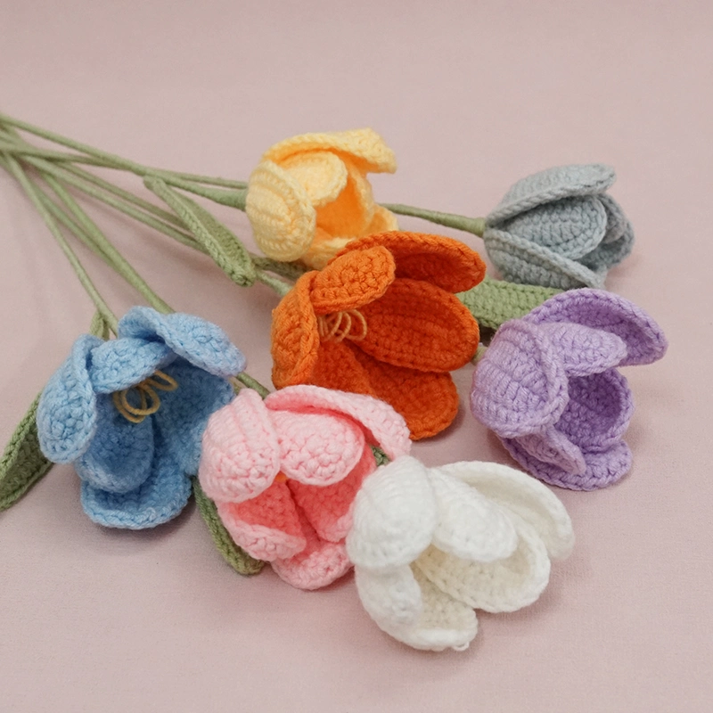 Hand-Woven Simulation Flower Bouquet Tulip Finished Immortal Flowers DIY Wool Creative Flowers