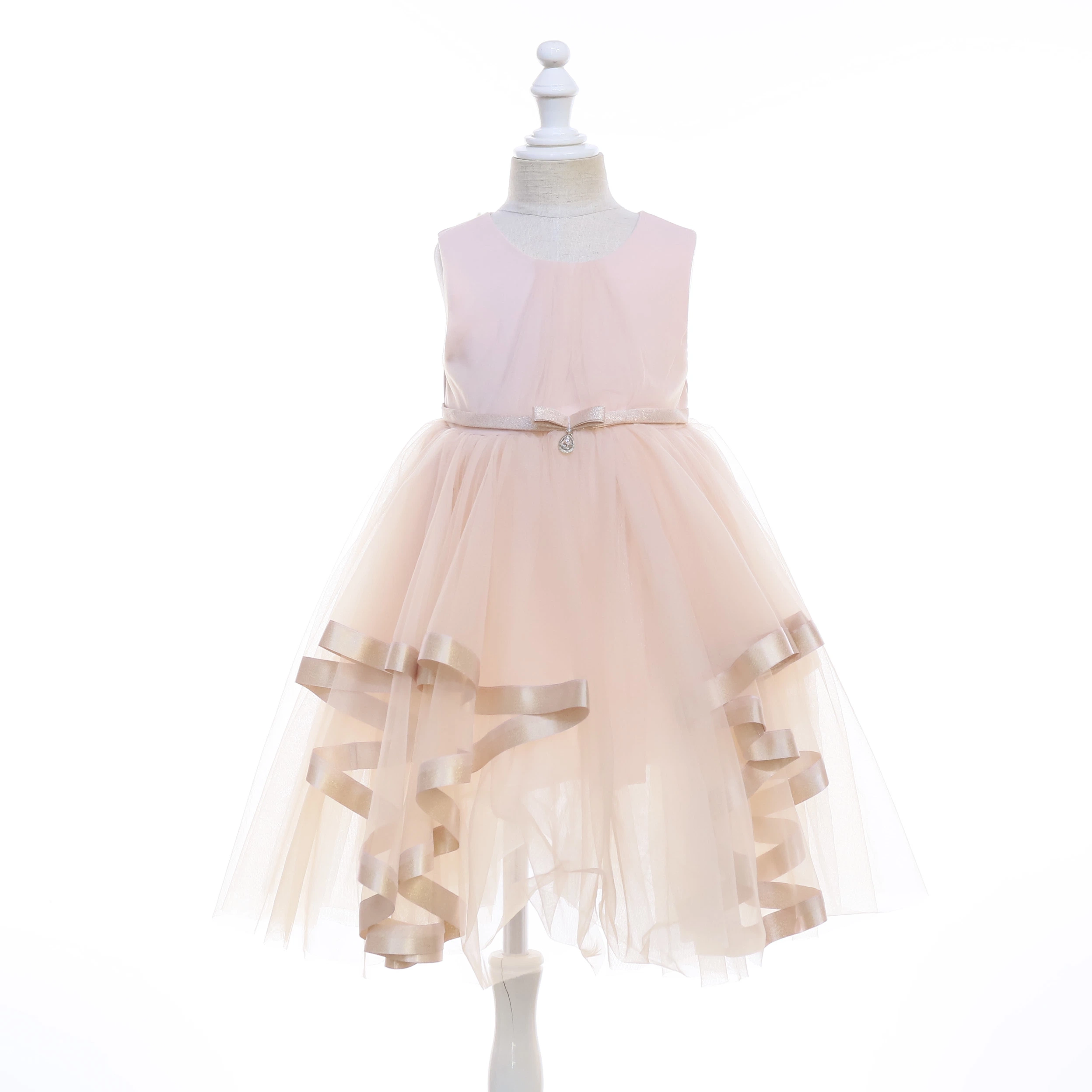 Best Seller Factory Supplier Sleeveless Summer Party Layered Tulles Dress with Ribbons