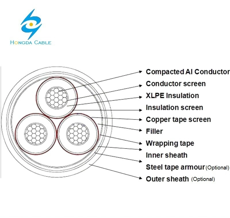 Cu 24kv Cyaby-F 3X240 mm2 Steel Reinforced Electrical Power Cable