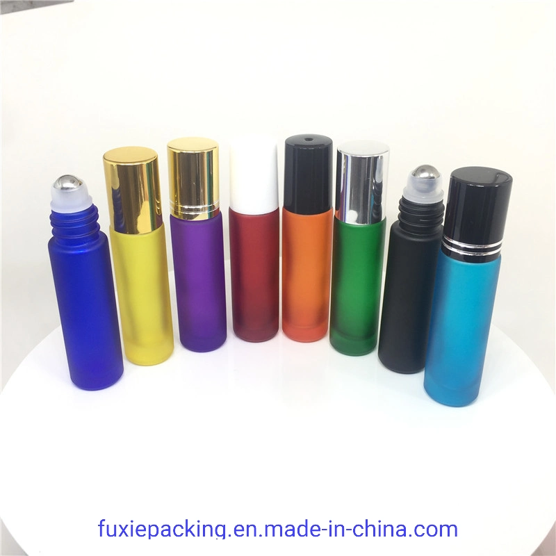 5ml Ombr Color Glass Roll on Bottle Perfume Bottle with Steel Ball Gold Cap