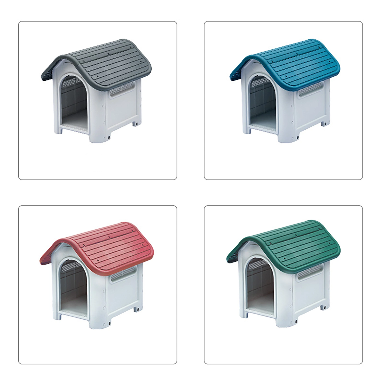 Custom Hohe Qualität Geruchlos Puppy Pet Supply Dog House Produkte Ganzjährig Verfügbarkeit Solidität Regenfest Casa De Perro De Plastico Ventilate Haustierhaus