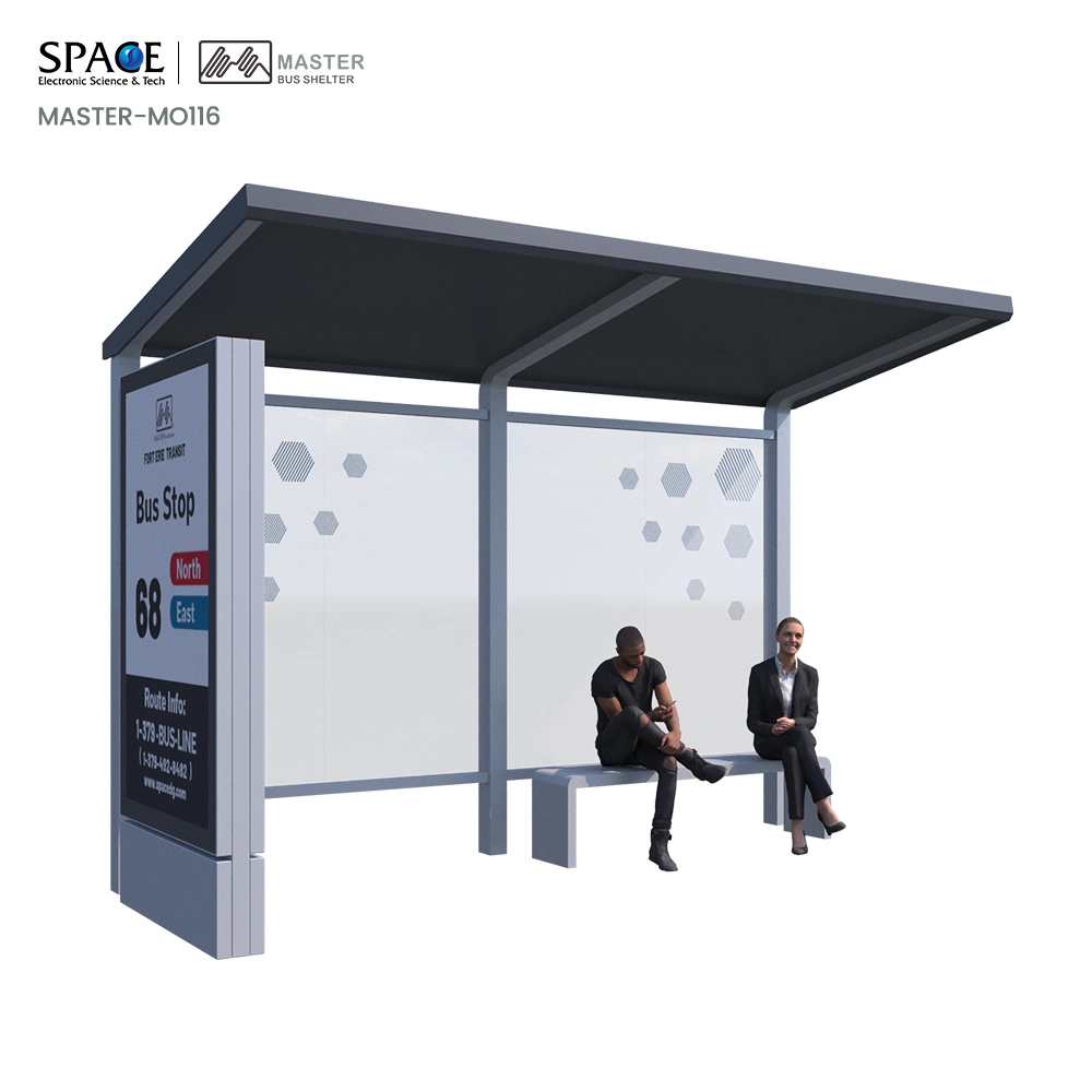 Customized Modern Publicidad Bus Shelter Stop with Ads Panels and Bench