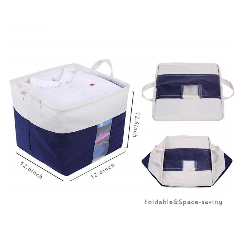 Transparent Window Linen Fabric Laundry Basket Foldable Waterproof Portable Quilt Finishing Storage