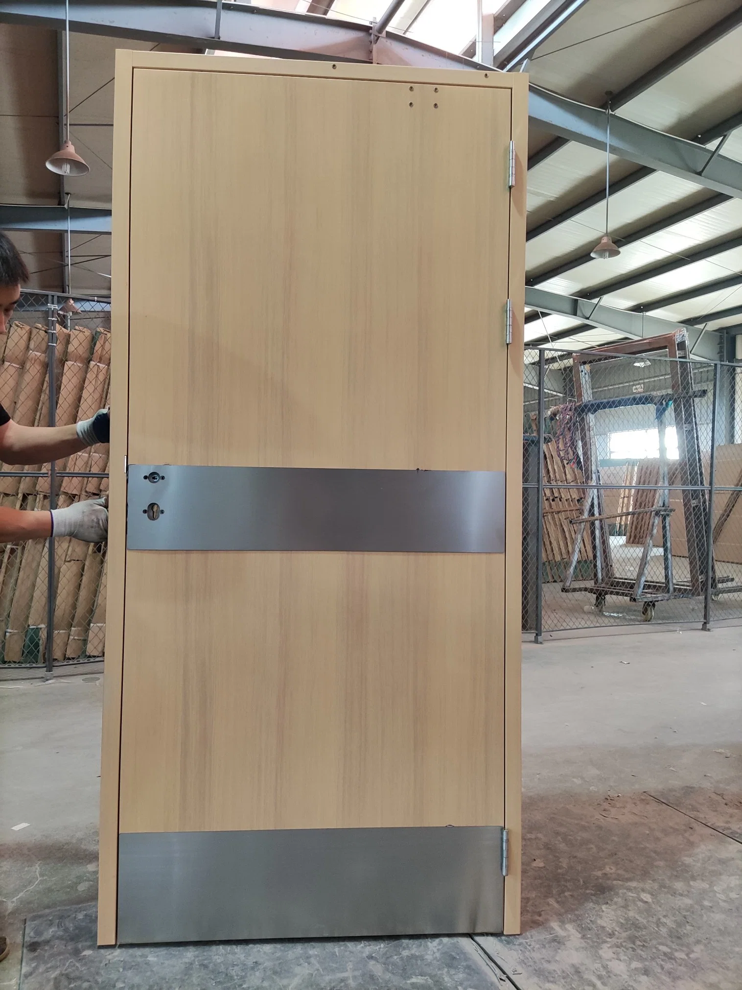 UL-gelistet 120 Minuten Naturfurnier fertig Solid Core Flush Brandschutztür In Holzfarbe