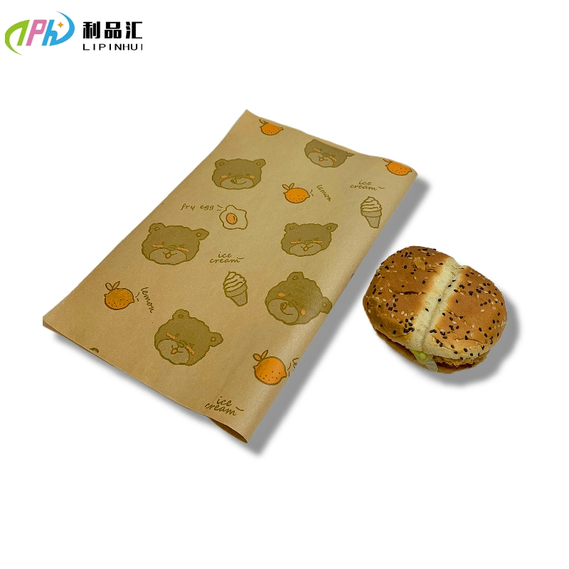 Food Grade Eco friendly Burger papel encerado Kraft diseño periodístico impreso en papel resistente a la grasa