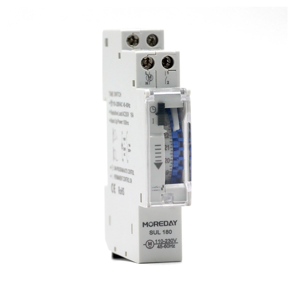 Tb45 TB180 de 17,5 mm de ancho de carril DIN Timer mecánico el interruptor on/off 96 veces por día hora rango de 15 minutos temporizador 110V 220V