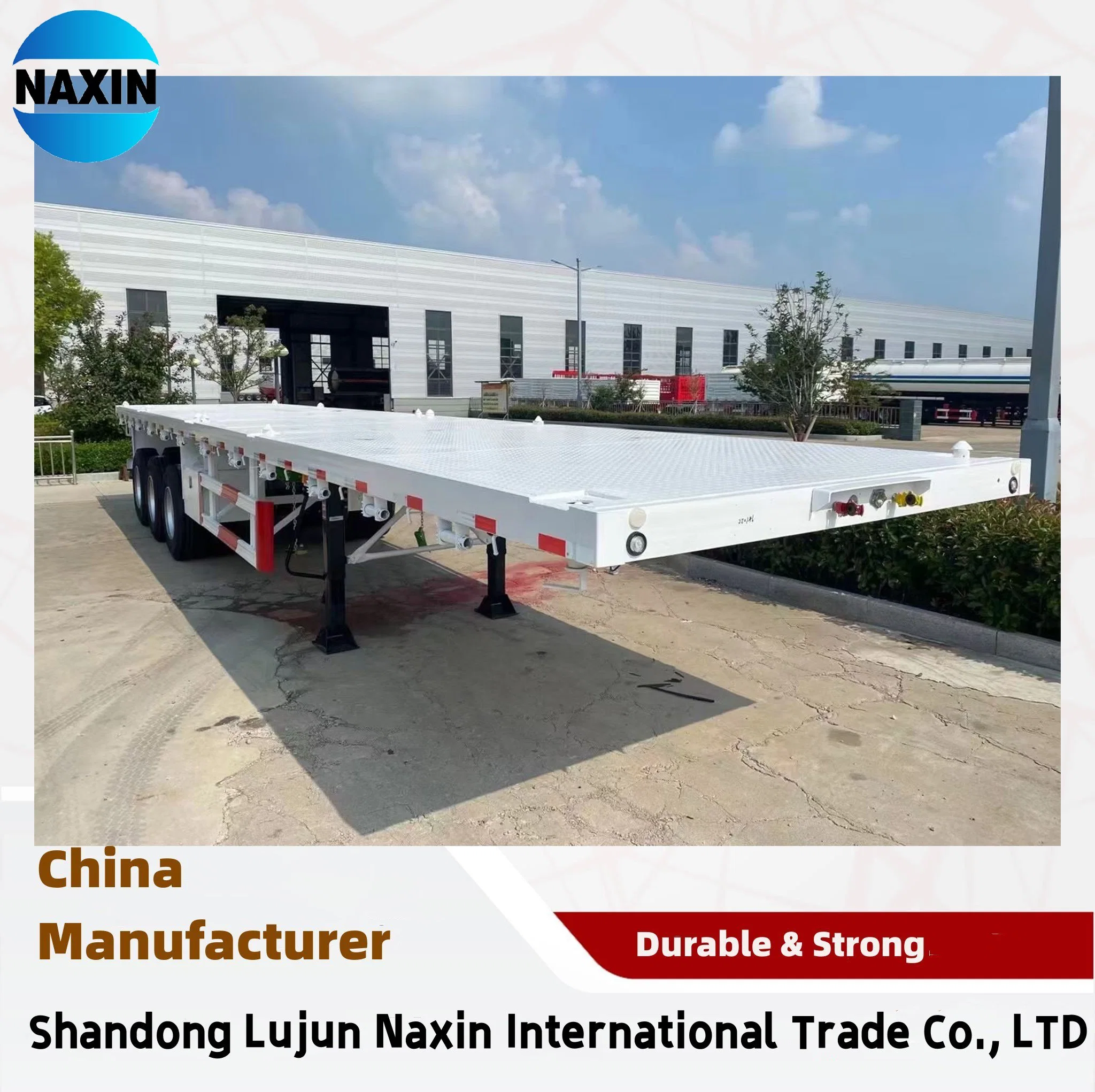 3 Achsen 60 Tonnen Flachbett Container Shipping Lkw Semi Trailer
