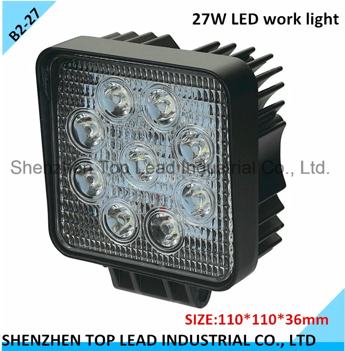 Factory Price DC10-30V 27 Watts IP 67 LED Work Light LED Square Working Lamp with Spot Beam /Flood Beam