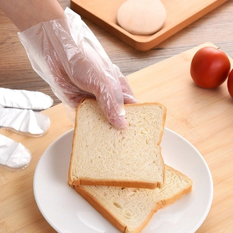 Compostable grado alimenticio de plástico biodegradable de limpieza del hogar desechables de vinilo guantes para la dieta